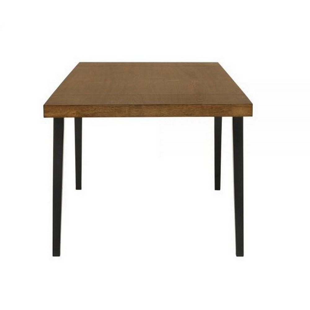 Benjara Hilly 59-83 Inch Extendable Dining Table, Rubberwood, Brown And Black