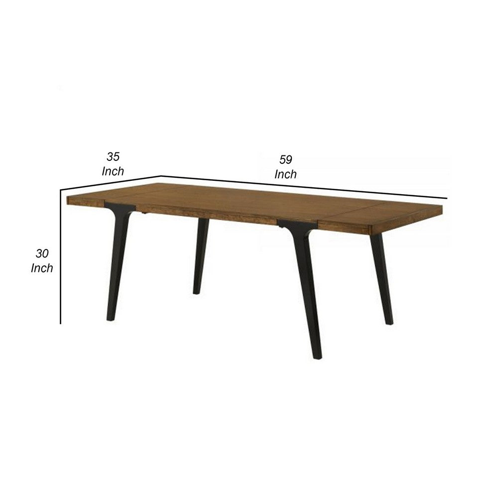Benjara Hilly 59-83 Inch Extendable Dining Table, Rubberwood, Brown And Black