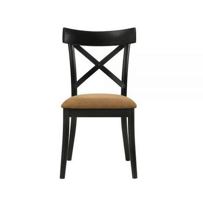 Benjara Hilly 21 Inch Dining Chair, Set of 2, Crossbuck Backrest, Brown And Black