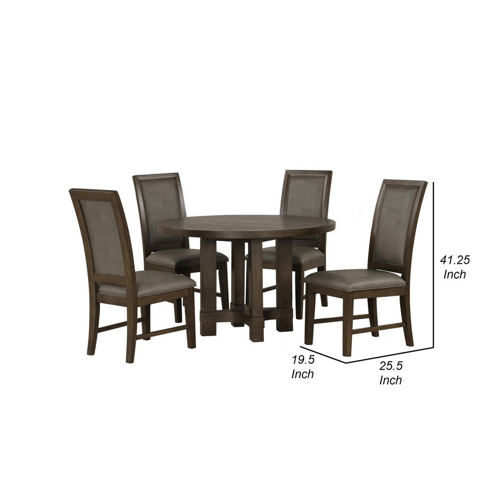 Benjara Cora 26 Inch Dining Chair Set of 2, Sleigh Back, Dark Gray Polyester Fabric