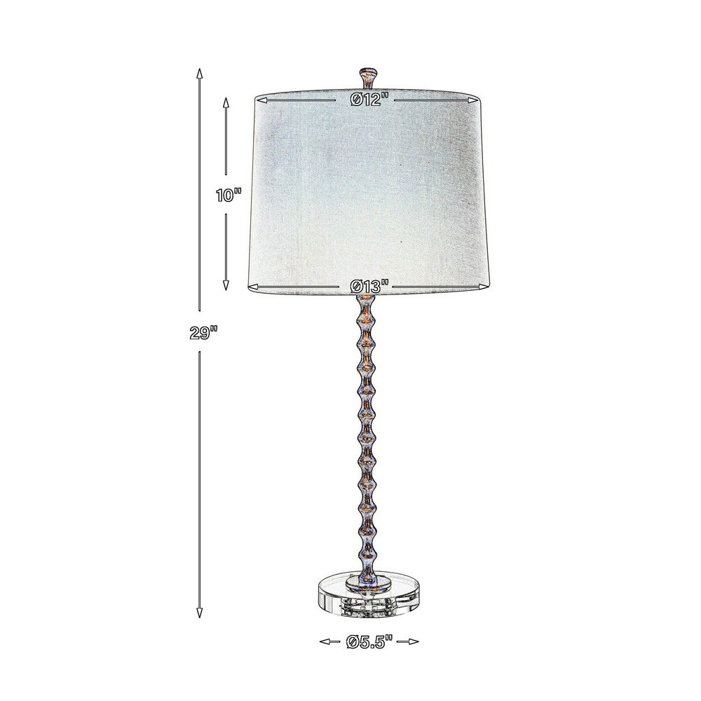Benjara 29 Inch Table Lamp, Set of 2, White Tapered Shade, Gold Leaf, Round Base