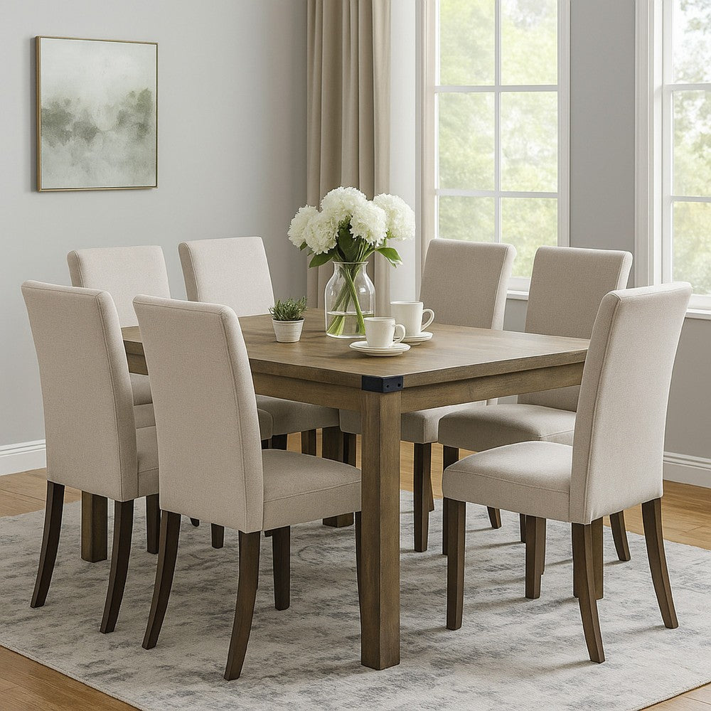 Benjara Eli 71 Inch Dining Table, Distressed Rustic Gray, Industrial Metal Rivets