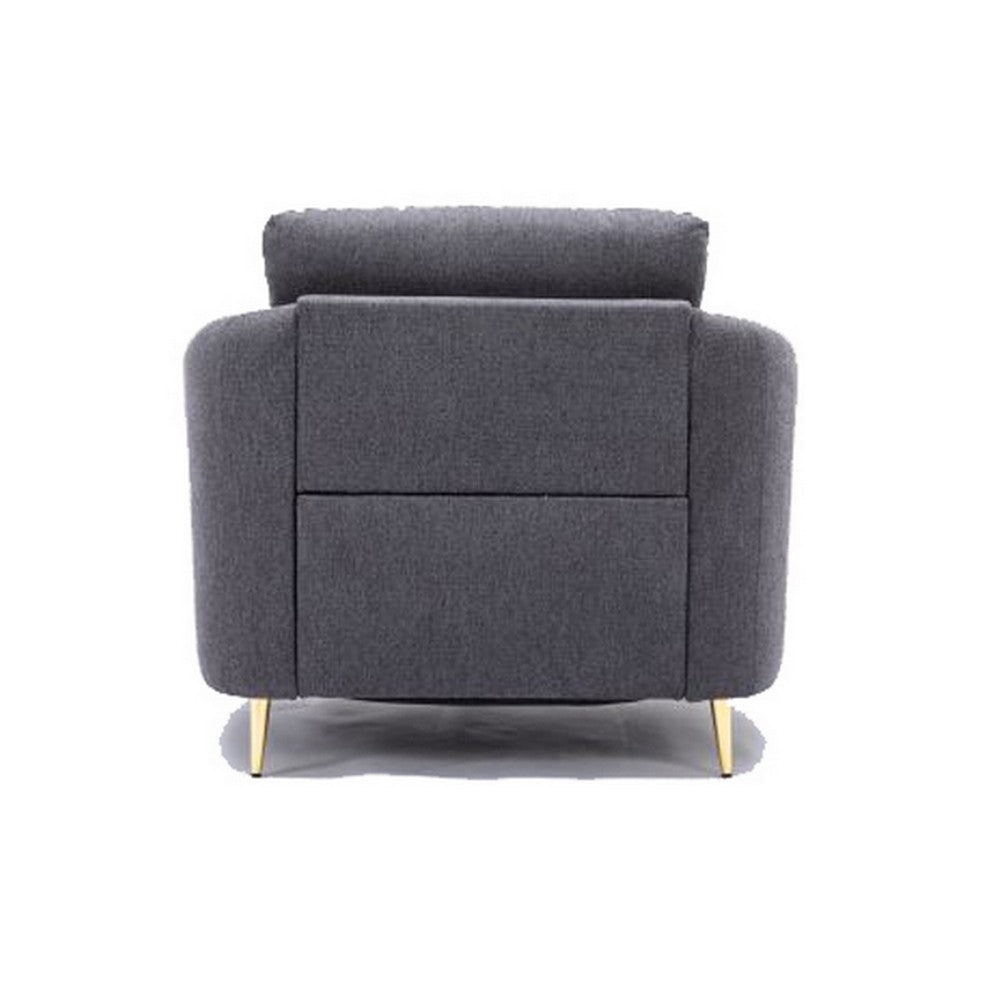 Benjara Nial 34 Inch Accent Chair, Linen Upholstery, Pine Wood, Gray And Gold