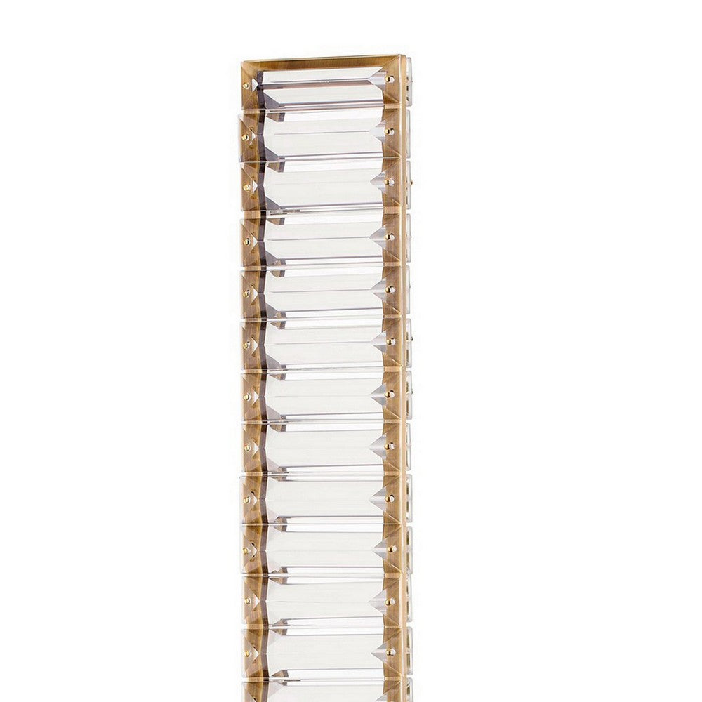 Benjara Lizy 24 Inch Tall, Thin Table Lamp, Crystal, LED Metal Frame, Antique Brass