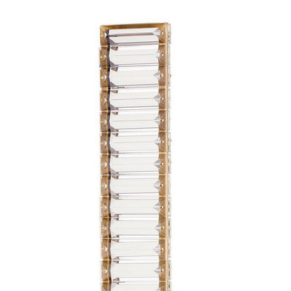 Benjara Lizy 24 Inch Tall, Thin Table Lamp, Crystal, LED Metal Frame, Antique Brass