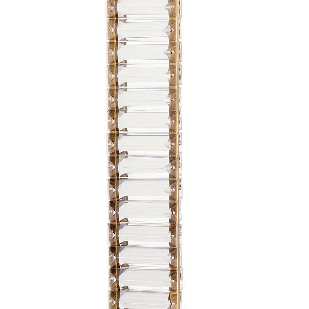 Benjara Lizy 24 Inch Tall, Thin Table Lamp, Crystal, LED Metal Frame, Antique Brass