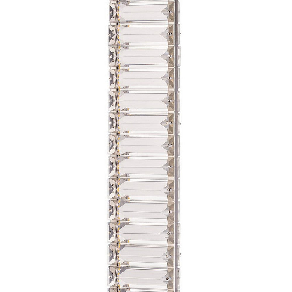 Benjara Lizy 24 Inch Table Lamp with Crystal, LED Metal Frame, Nickel Finish