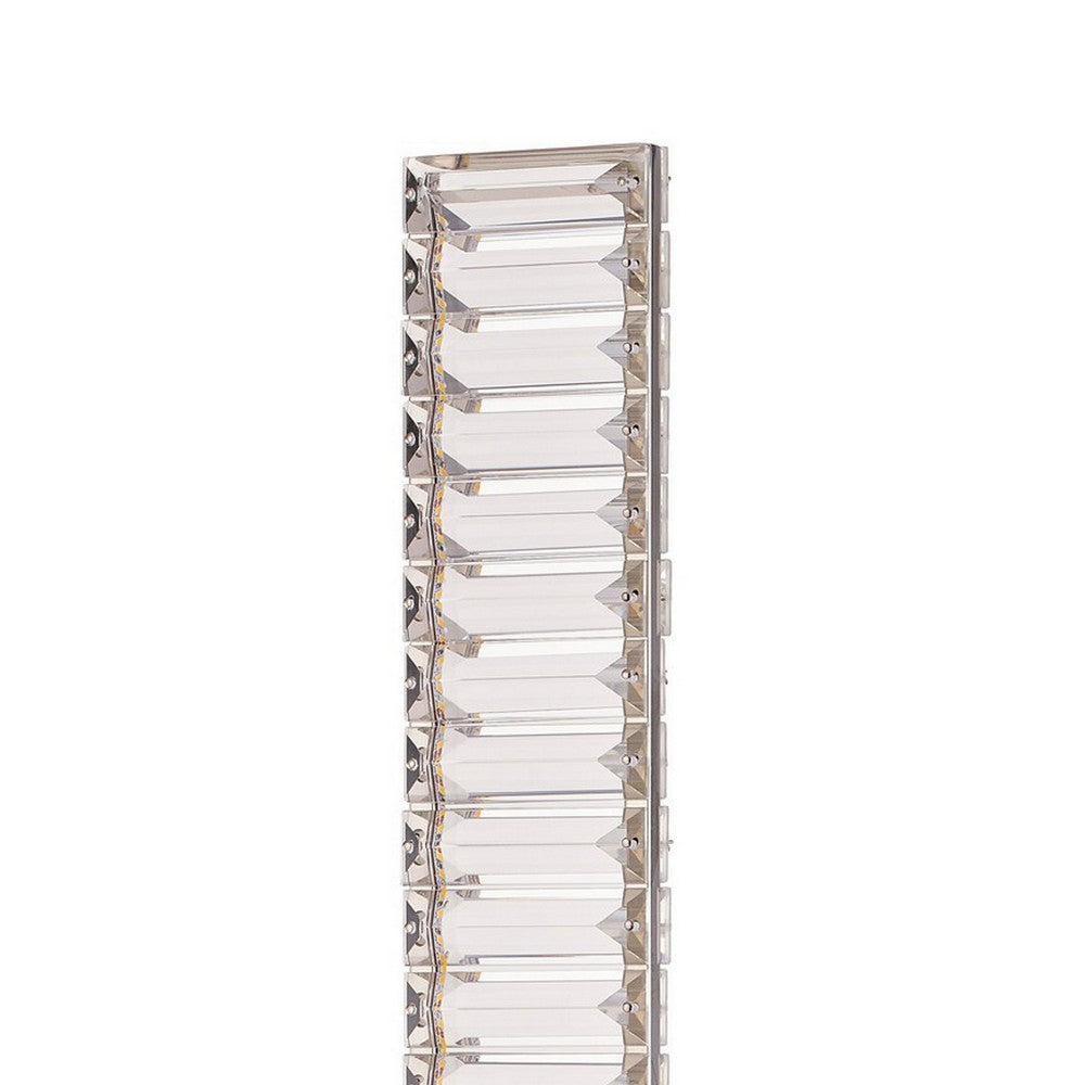 Benjara Lizy 24 Inch Table Lamp with Crystal, LED Metal Frame, Nickel Finish