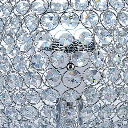 Benjara Hazel 13 Inch Table Lamp, Crystal, LED Globe Shade, Metal, Clear Finish
