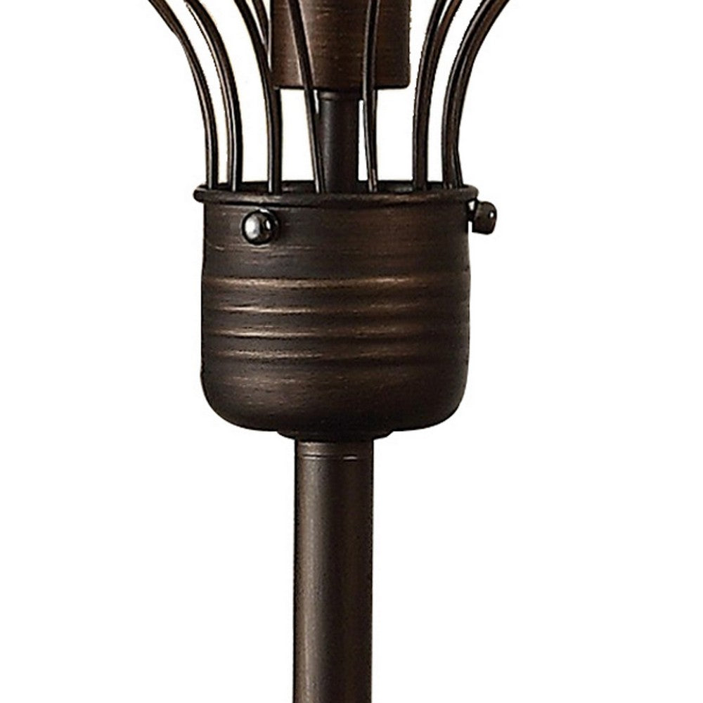 Benjara 26 Inch Table Lamp, Industrial Wire Cage Shade, Metal, Antique Bronze