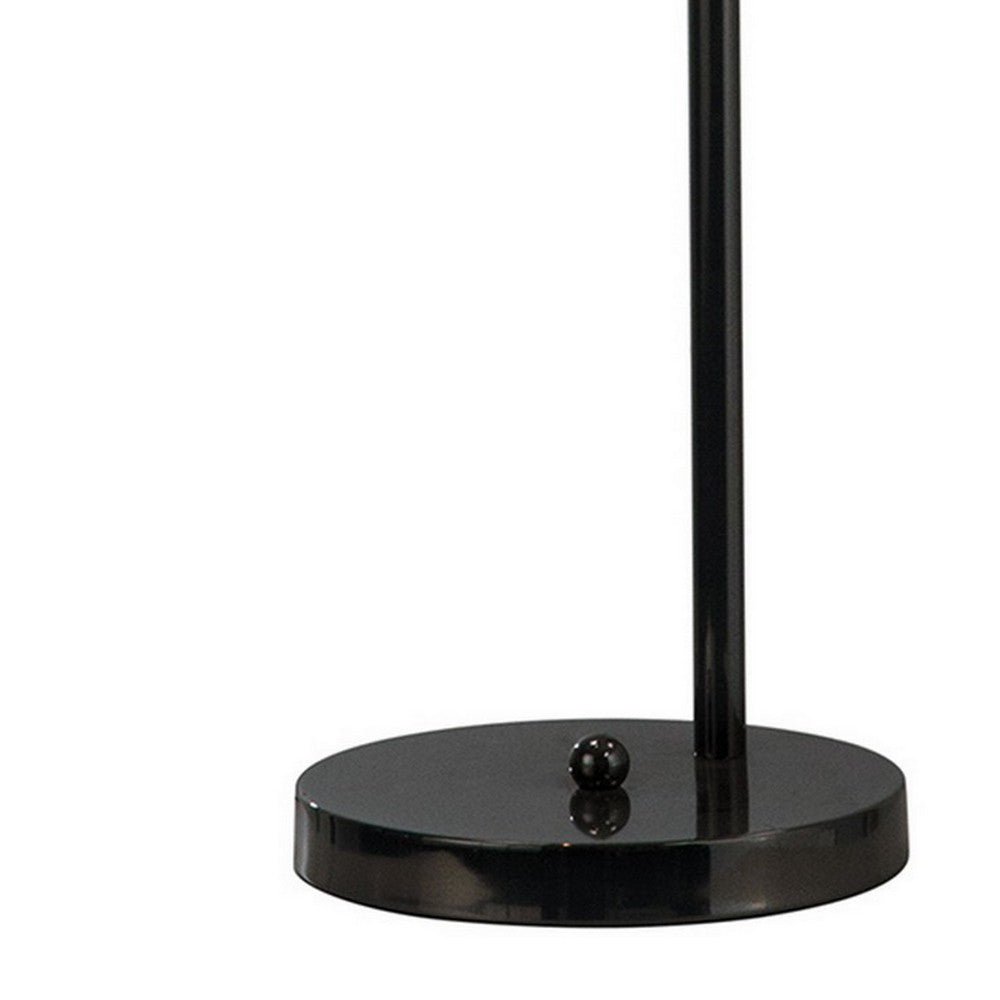 Benjara 30 Inch Arc Table Lamp, Glass Bulb Shaped Shade, Metal, Black Nickel