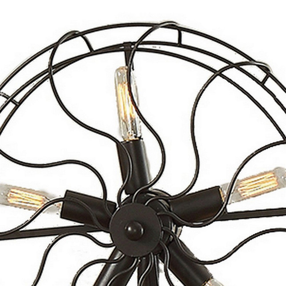 Benjara Quinn 26 Inch Accent Table Lamp, Vintage Fan Design, Antique Bronze