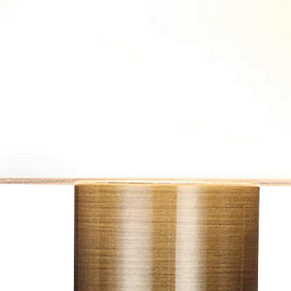 Benjara Lumina 15 Inch Table Lamp, Antique Brass Metal, Marble, Dome Shape, Gold