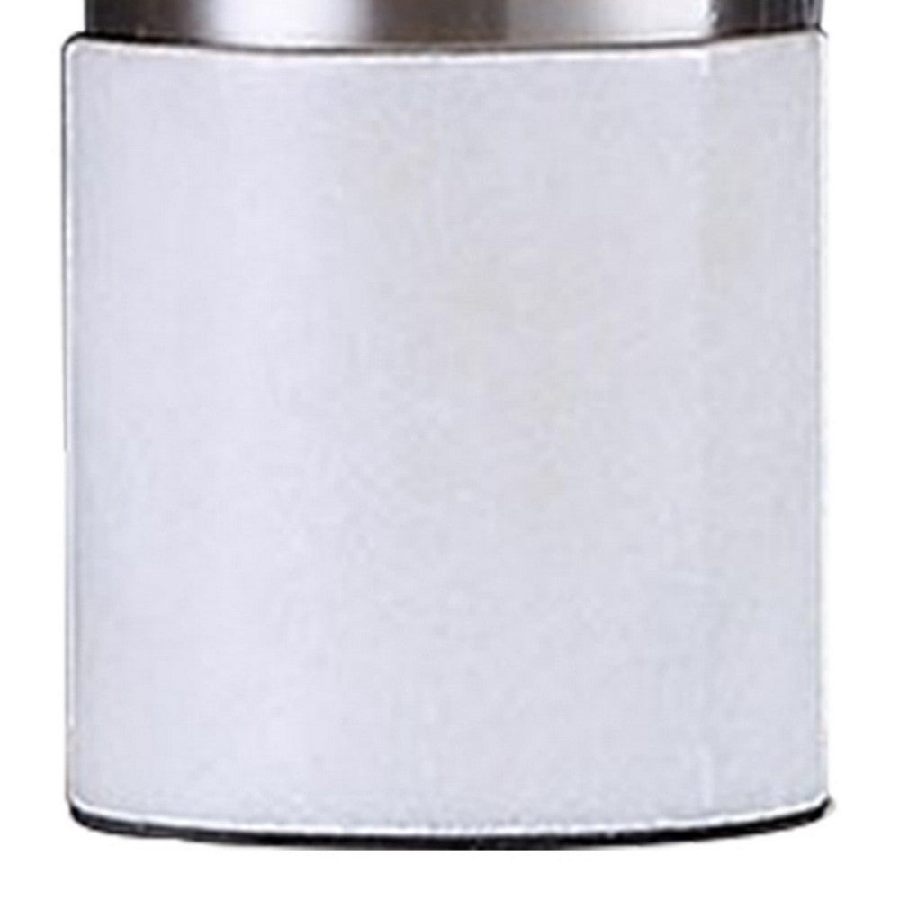 Benjara Lumina 15 Inch Table Lamp, Dome Shaped Shade, Slender Metal Stem, Nickel