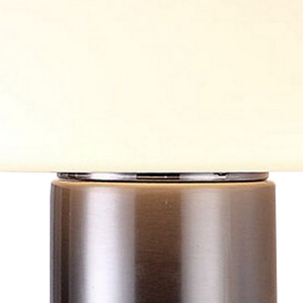 Benjara Lumina 15 Inch Table Lamp, Dome Shaped Shade, Slender Metal Stem, Silver