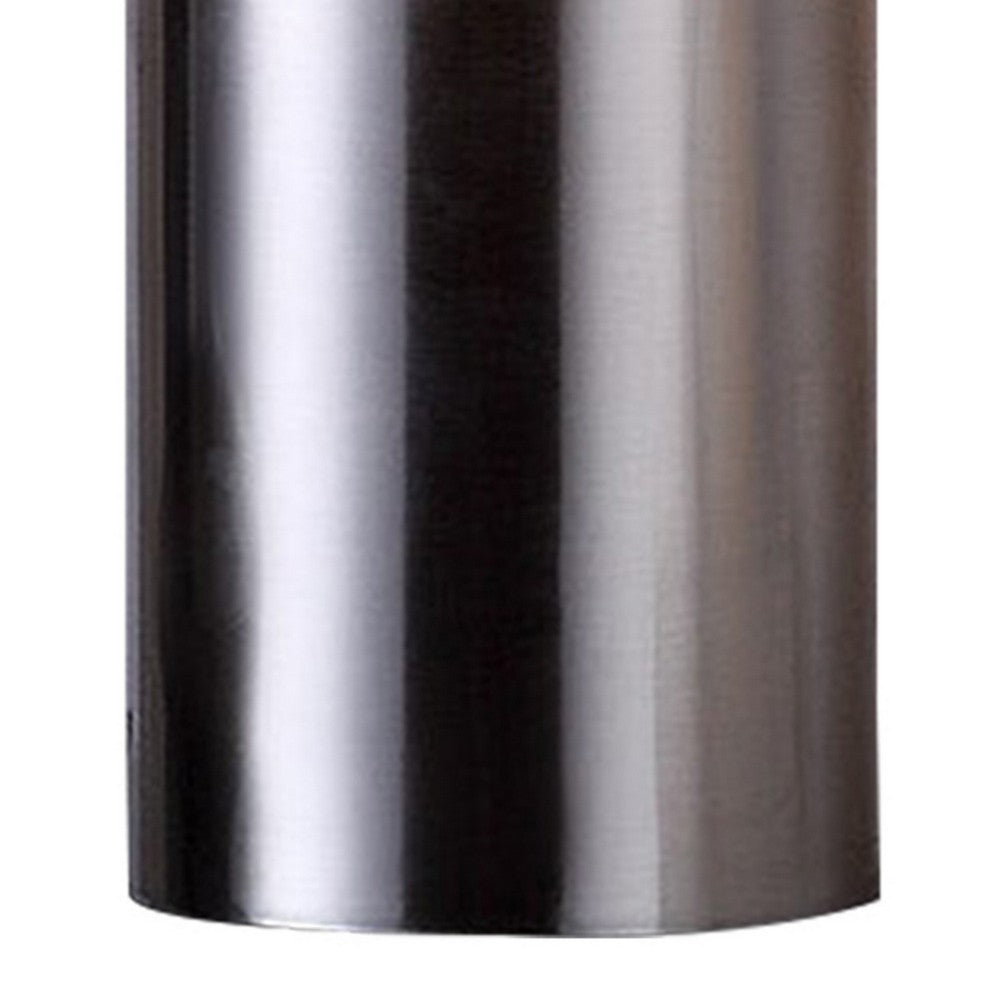 Benjara Lumina 15 Inch Table Lamp, Dome Shaped Shade, Slender Metal Stem, Silver