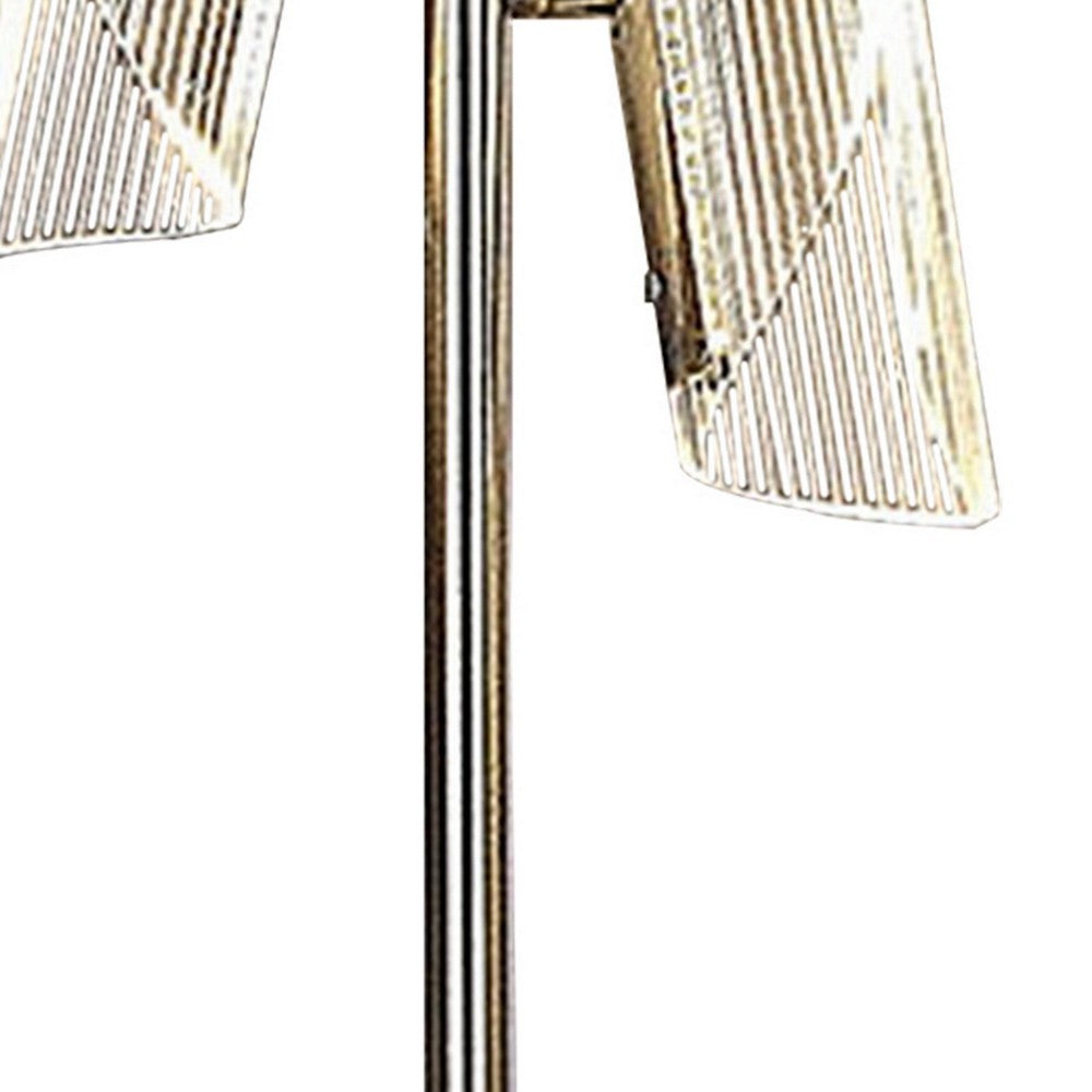 Benjara Spark 23 Inch Table Lamp with Metal Base And 2 Geometric Shades, Gold