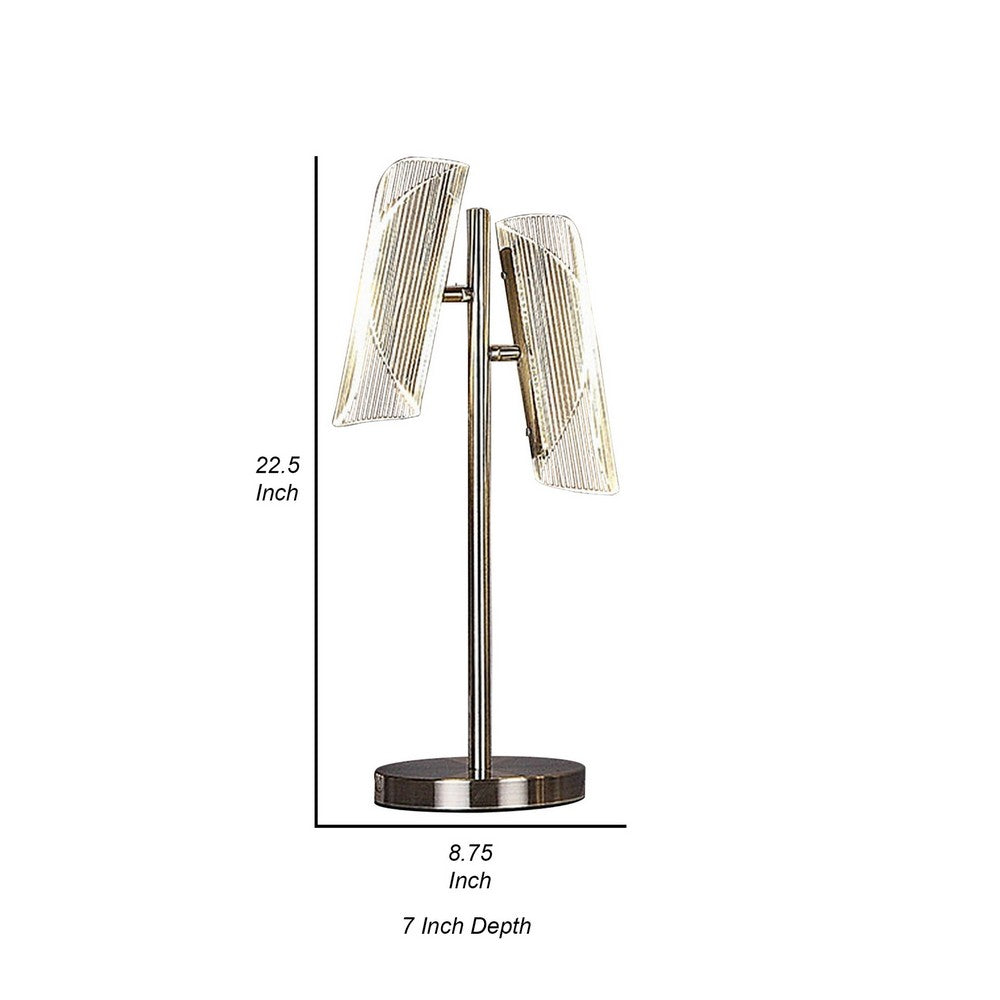Benjara Spark 23 Inch Table Lamp with Metal Base And 2 Geometric Shades, Gold
