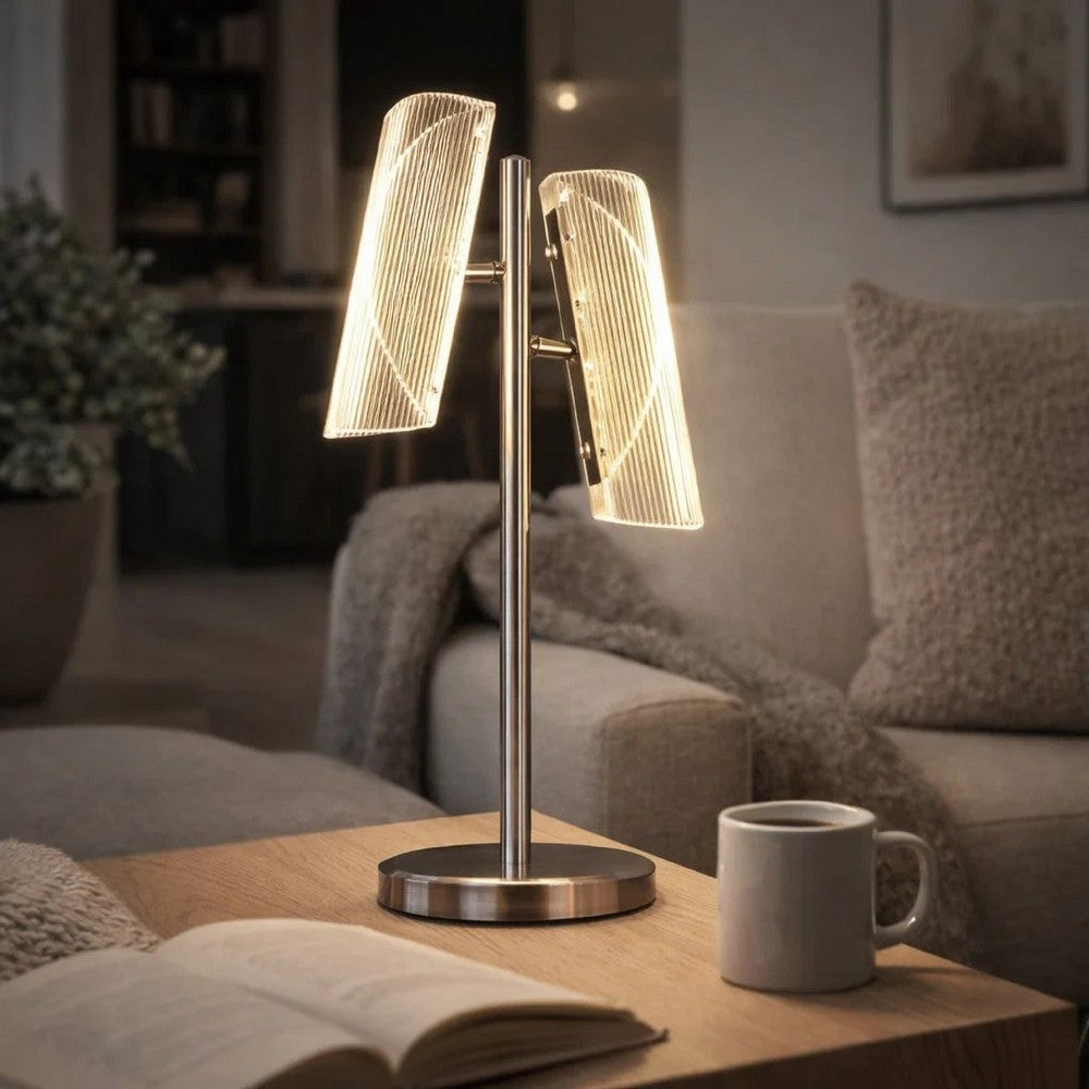 Benjara Spark 23 Inch Table Lamp with Metal Base And 2 Geometric Shades, Gold