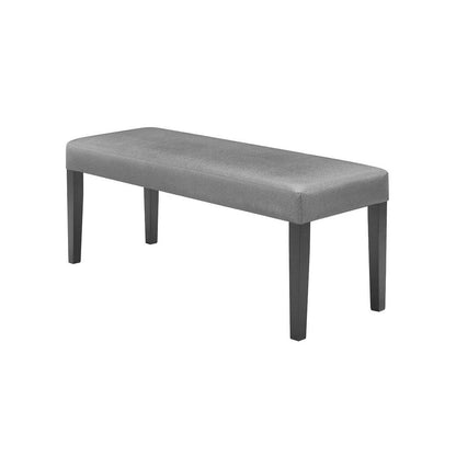 Benjara Brandon 46 Inch Bench, Black Wood Frame, Gray Fabric Upholstery