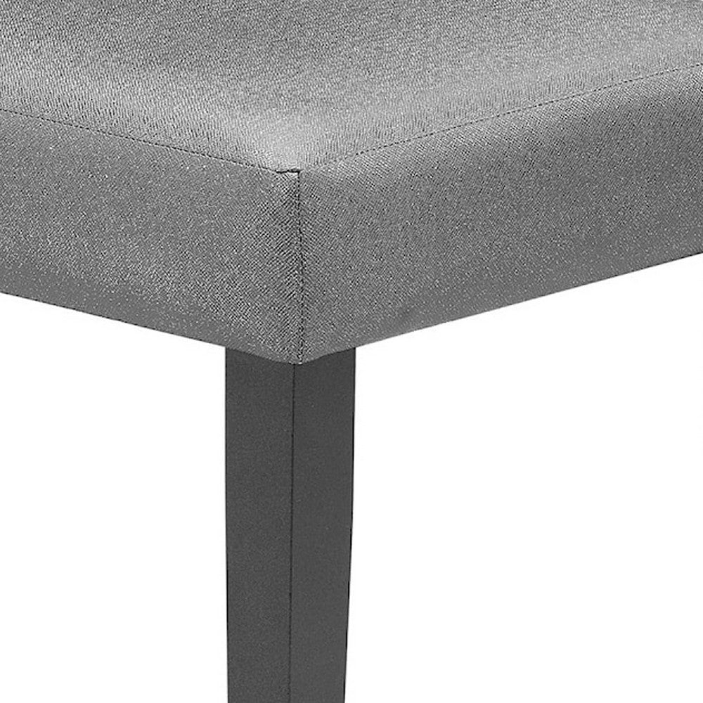 Benjara Brandon 46 Inch Bench, Black Wood Frame, Gray Fabric Upholstery