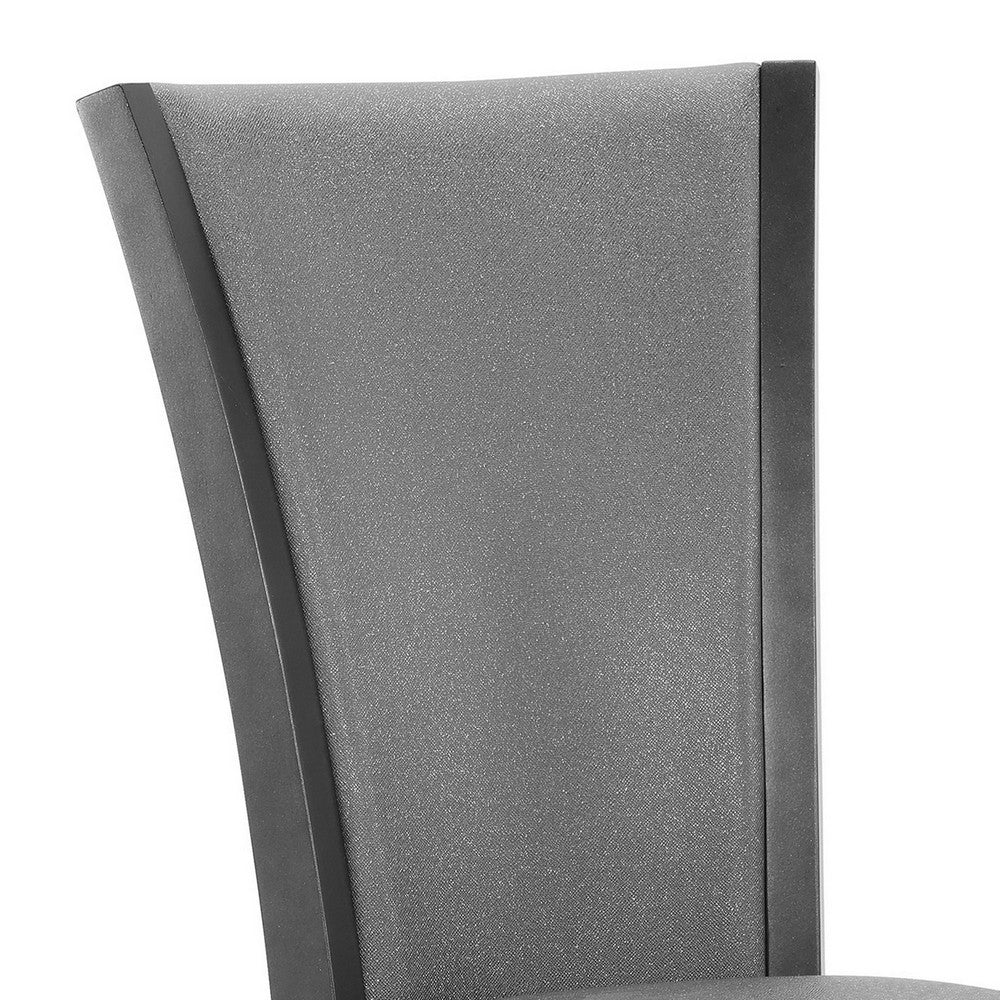 Benjara Brandon 24 Inch Side Chair Set of 2, Gray Fabric Upholstery, Curved Back