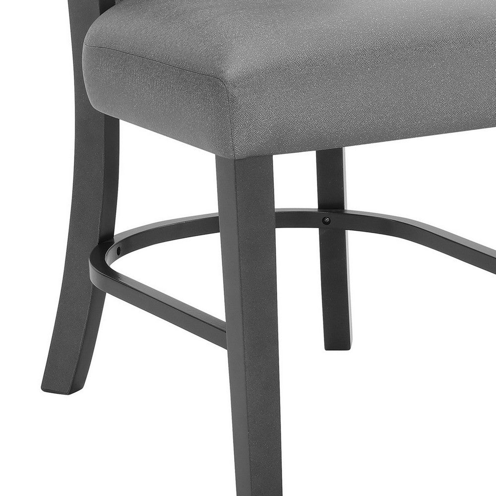 Benjara Brandon 24 Inch Side Chair Set of 2, Gray Fabric Upholstery, Curved Back