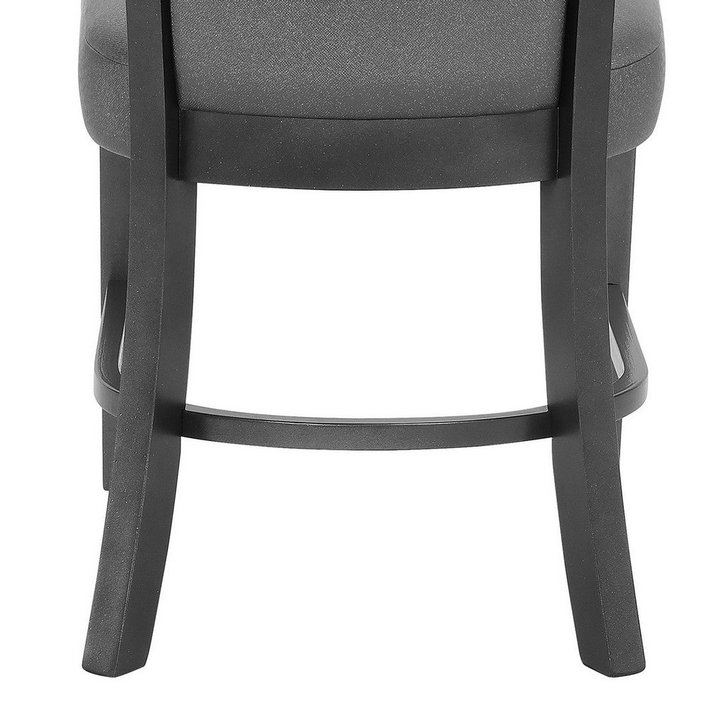 Benjara Brandon 24 Inch Side Chair Set of 2, Gray Fabric Upholstery, Curved Back