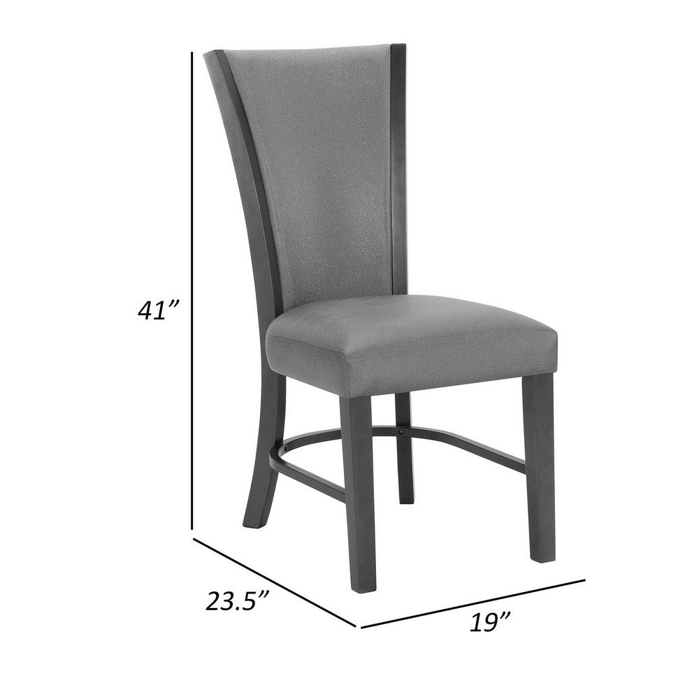 Benjara Brandon 24 Inch Side Chair Set of 2, Gray Fabric Upholstery, Curved Back