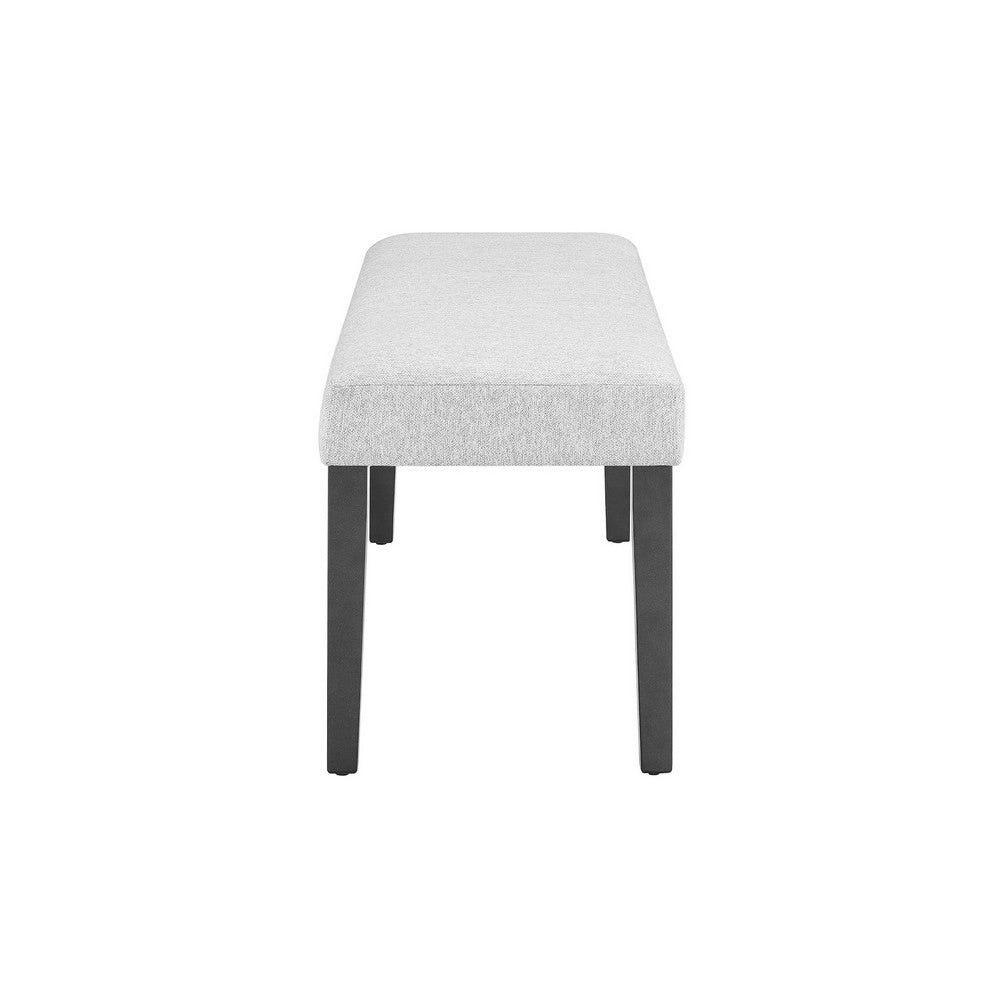 Benjara Brandon 46 Inch Bench, Wood Frame, Soft Cushion, White Fabric Upholstery