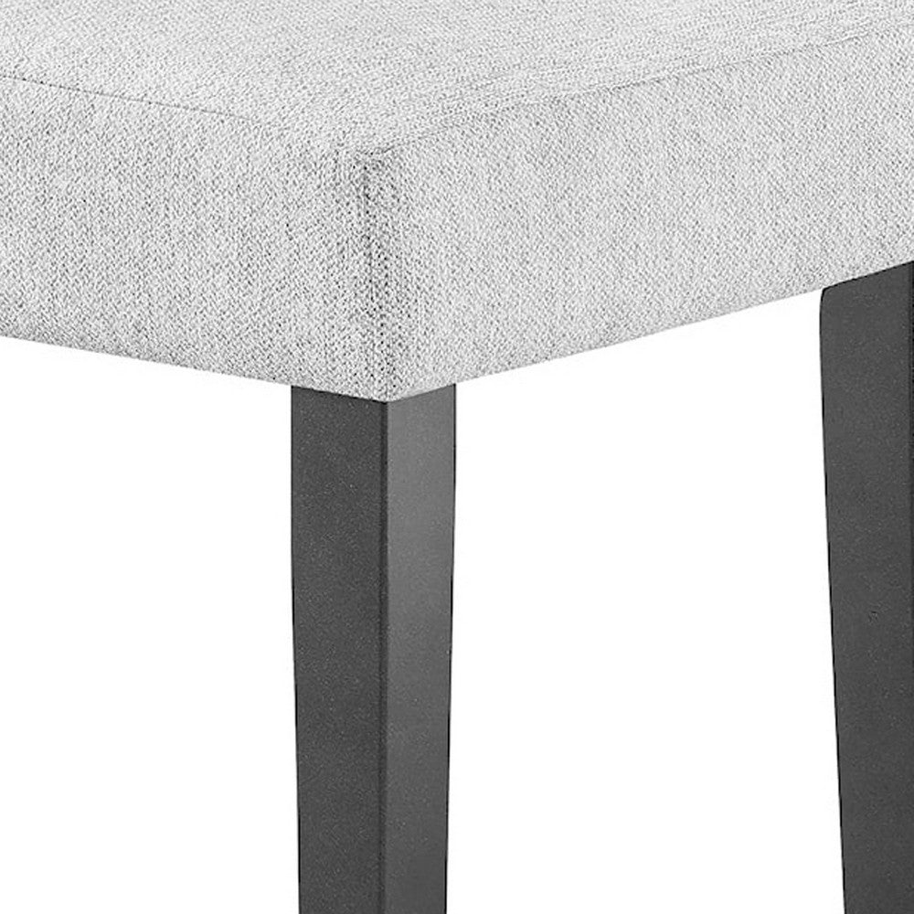 Benjara Brandon 46 Inch Bench, Wood Frame, Soft Cushion, White Fabric Upholstery