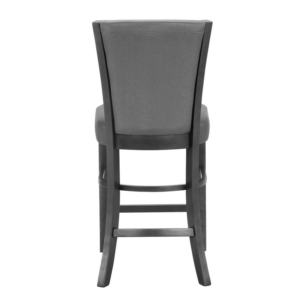 Benjara Brandon 24 Inch Counter Height Chair Set of 2, Gray Fabric Upholstery