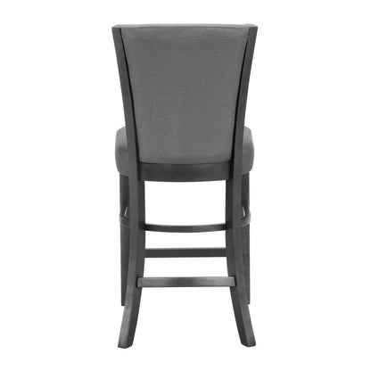 Benjara Brandon 24 Inch Counter Height Chair Set of 2, Gray Fabric Upholstery
