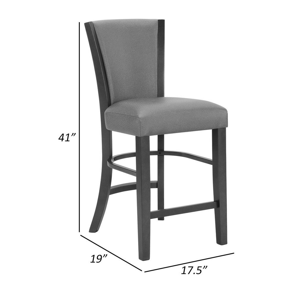 Benjara Brandon 24 Inch Counter Height Chair Set of 2, Gray Fabric Upholstery