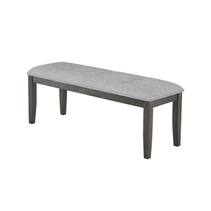 Benjara Amber 48 Inch Bench, Fabric Upholstery, Cushioned Wood Frame, Gray