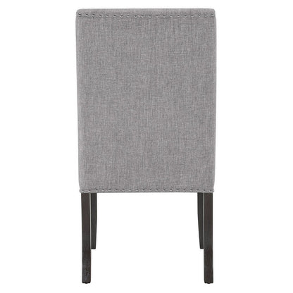 Benjara Amber 27 Inch Dining Side Chair Set of 2, Cushioned Gray Fabric Upholstery