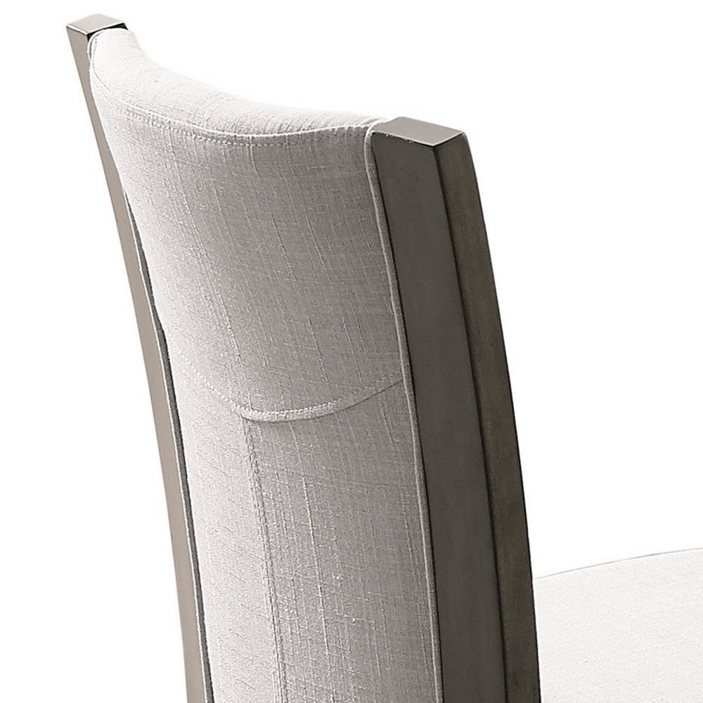 Benjara Brandon 25 Inch Counter Height Chair Set of 2, Fabric Upholstery, Gray