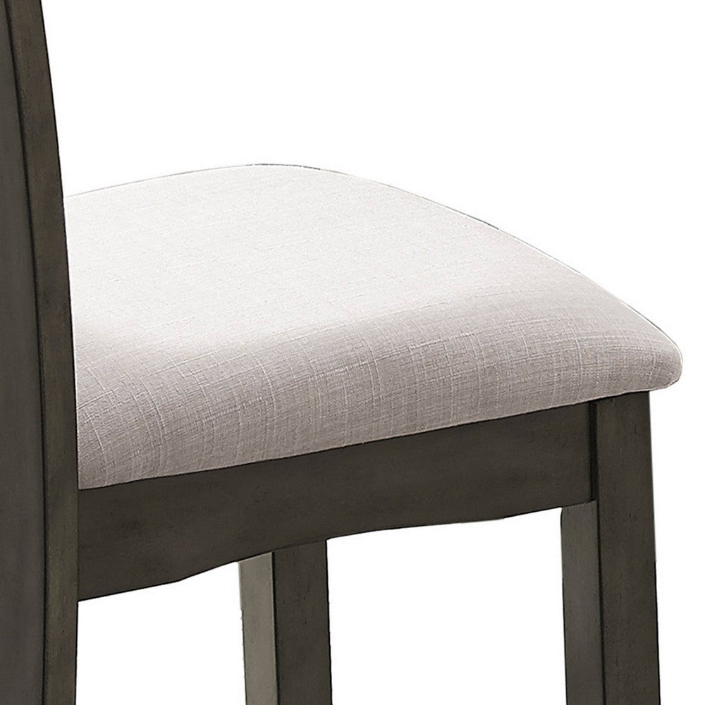 Benjara Brandon 25 Inch Counter Height Chair Set of 2, Fabric Upholstery, Gray