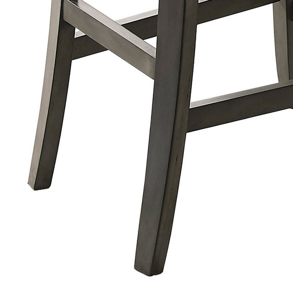 Benjara Brandon 25 Inch Counter Height Chair Set of 2, Fabric Upholstery, Gray