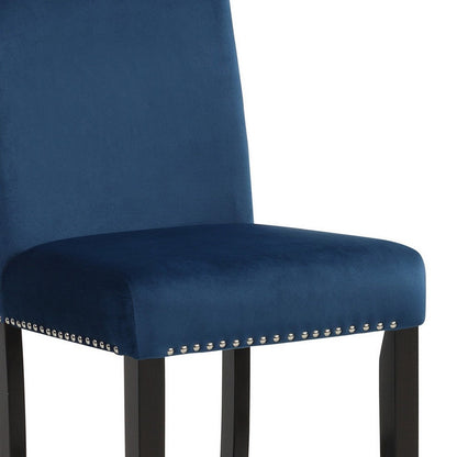 Benjara Jordan 24 Inch Counter Height Side Chair Set of 2, Fabric Upholstery, Blue