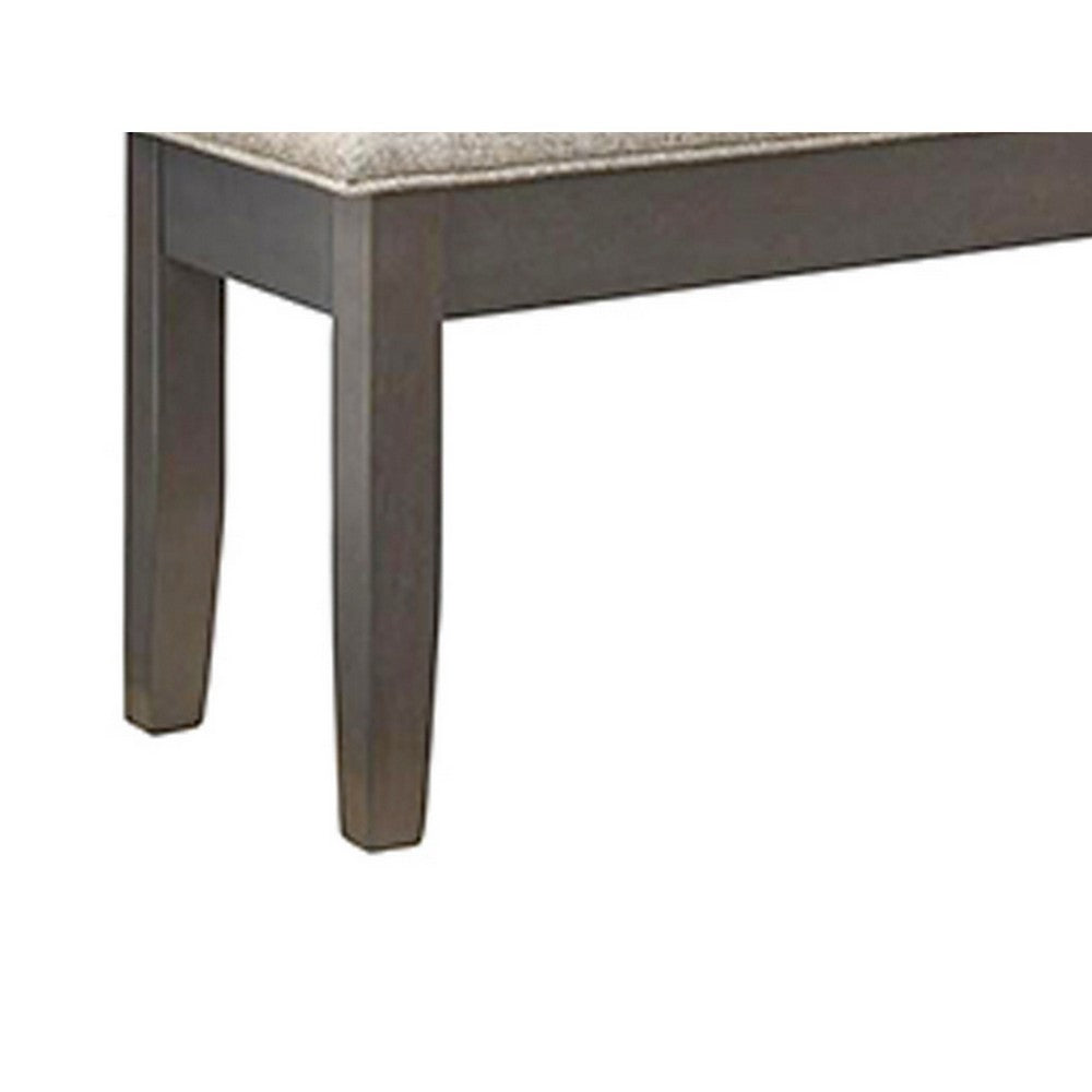 Benjara Dylan 48 Inch Bench, Brown Wood Frame, Gray Fabric Upholstered Cushion
