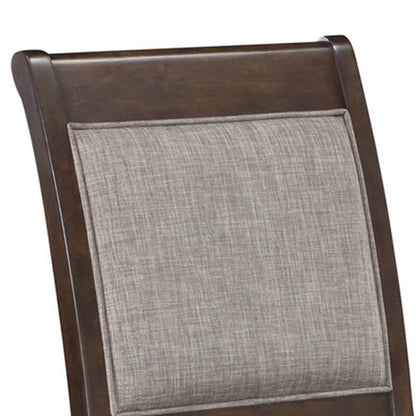 Benjara Dylan 20 Inch Side Chair Set of 2, Gray Fabric Upholstery, Brown Wood