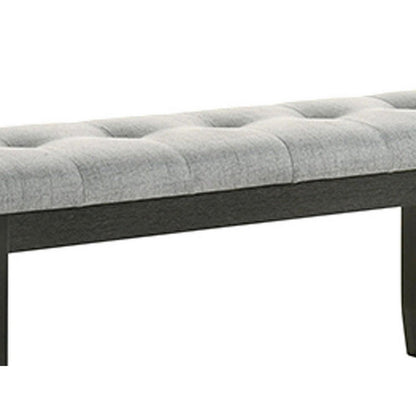 Benjara Woodlands 48 Inch Bench, Classic Wood Frame, Soft Gray Finished Fabric