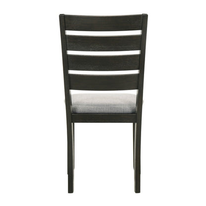 Benjara Woodlands 22 Inch Side Chair Set of 2, Soft Gray Fabric Seat, Brown Wood