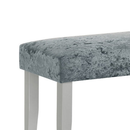 Benjara Liam 48 Inch Dining Bench, Wood, Cushioned Gray Fabric Upholstered Seat