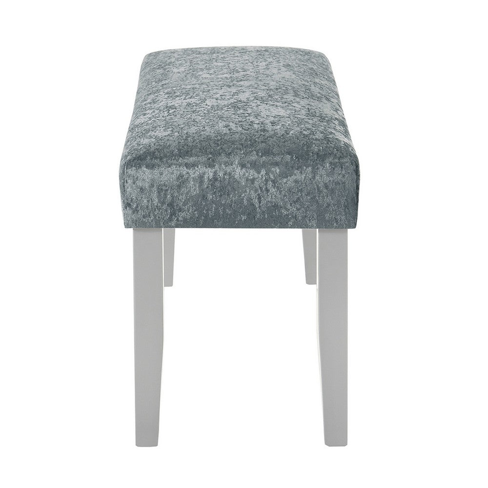 Benjara Liam 48 Inch Dining Bench, Wood, Cushioned Gray Fabric Upholstered Seat