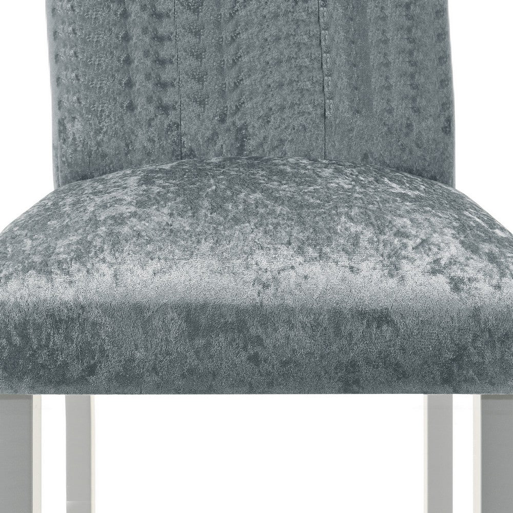 Benjara Liam 27 Inch Side Chair Set of 2, Wood, Tufted Gray Fabric Upholstery