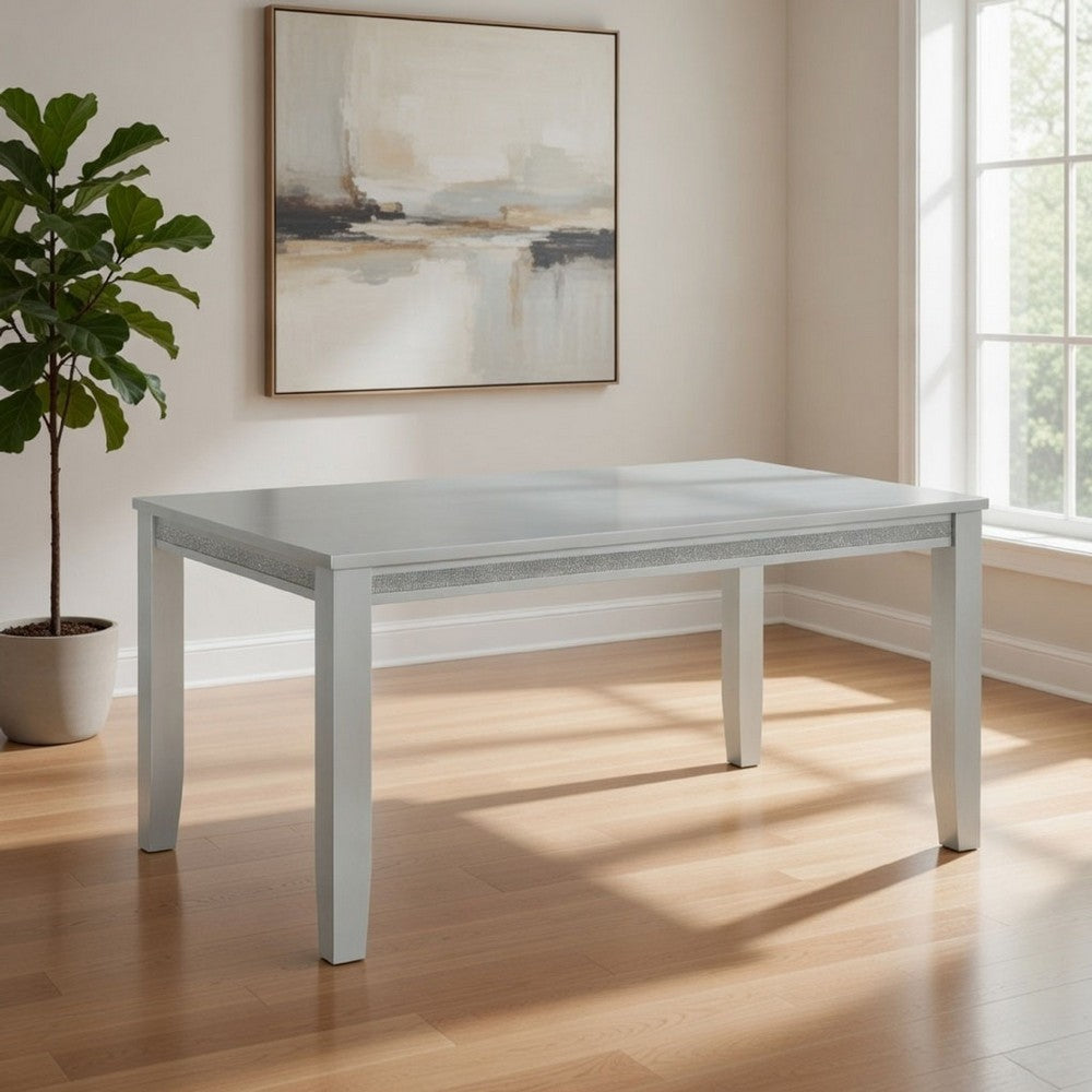 Benjara Liam 64 Inch Dining Table, Spacious Rectangular Top, Gray Wood Frame