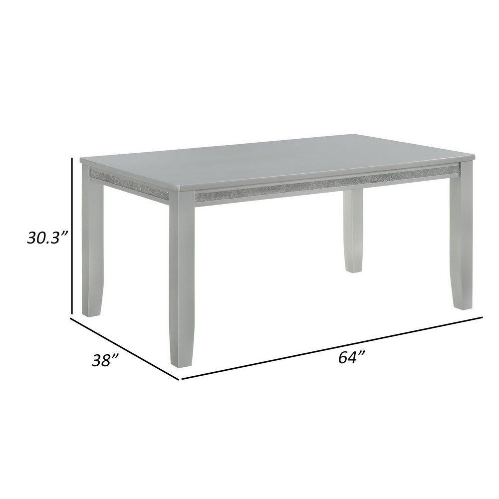 Benjara Liam 64 Inch Dining Table, Spacious Rectangular Top, Gray Wood Frame