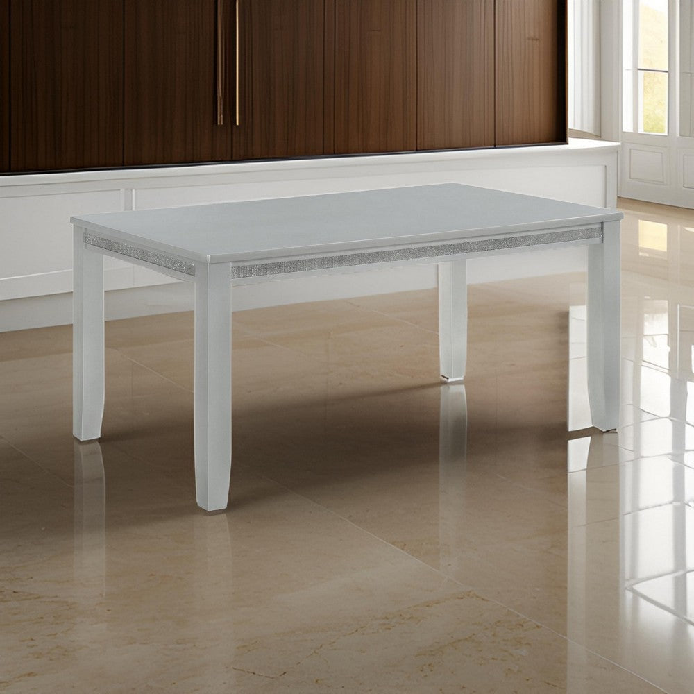 Benjara Liam 64 Inch Dining Table, Spacious Rectangular Top, Gray Wood Frame